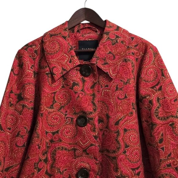 Talbots Paisley A-Line Stretch Back Pleat Swing Coat Sz L - Picture 2 of 9